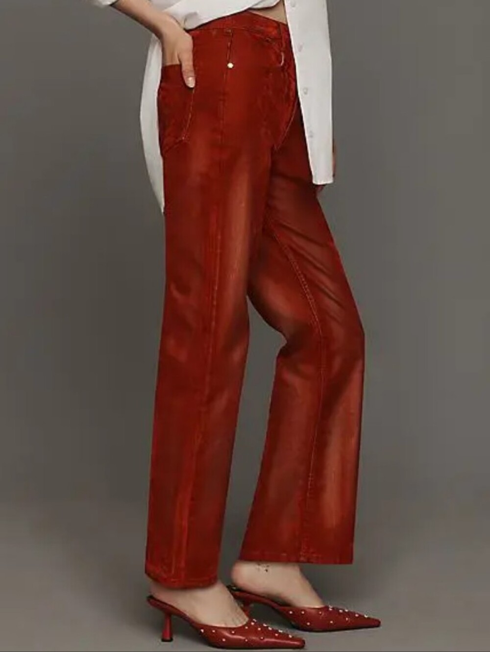 Pilcro  Annie Flocked Jeans * Red With Gold Detail * NWT *Size 27 * Gorgeous